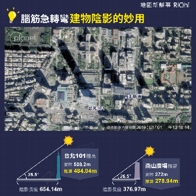 使用衛星影像之陰影計算建物高度