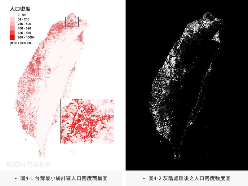 人口密度面量圖與密度強度圖