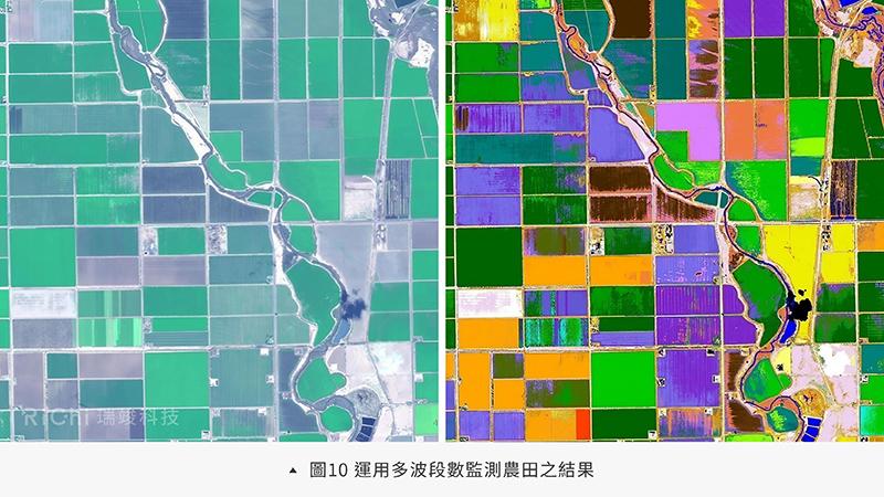 圖10 運用多波段數監測農田之結果